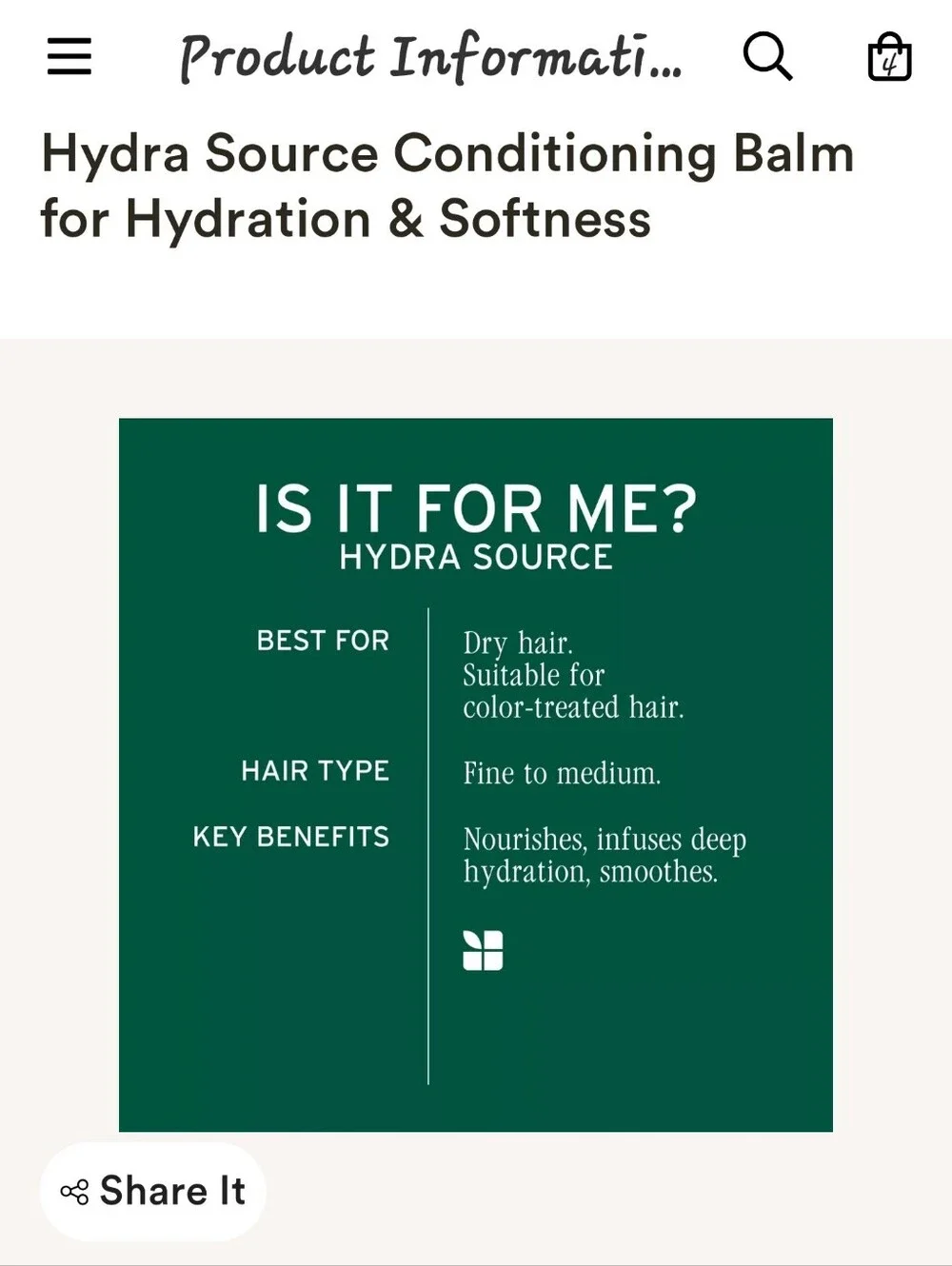 Hydra Source Conditioning Balm - White; Jumbo, Opened/tried.